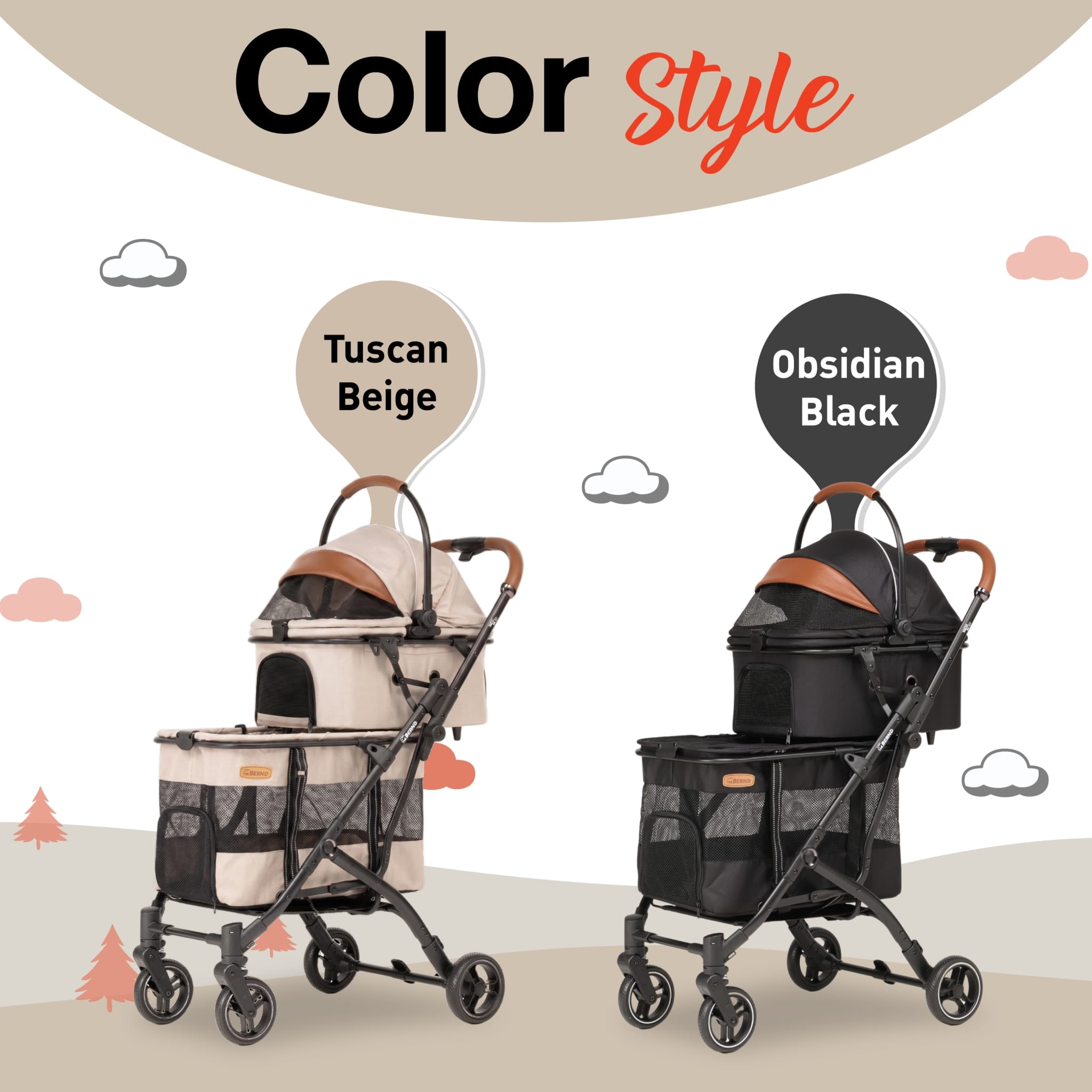 รถเข็นสัตว์เลี้ยงแบบสองชั้น BERND WANDA PET PLUS -TUSCAN BEIGE_10